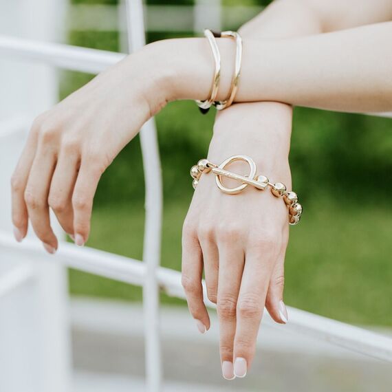 Женский браслет с золотом из сферических бусин UNOde50 ON/OFF, Размер (мм): 145, изображение 5