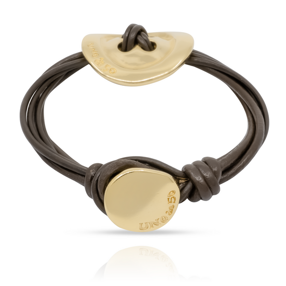 Браслет женский на руку из кожи с золотой пуговицей UnoDe50 Sew you, изображение 3