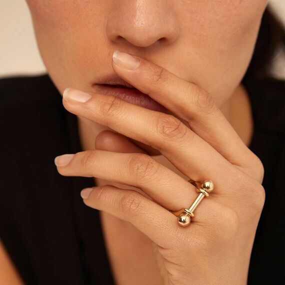 Золотое кольцо женское с шарами Основа UNOde50 Pick 1, Размер (мм): 16,3-16,7, изображение 5