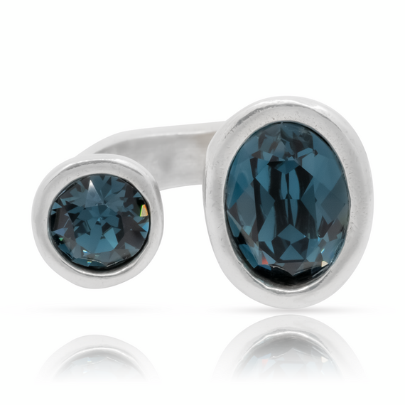 Серебряное кольцо открытое с кристаллами Cваровски UNOde50 Alulas, Размер (мм): 155, изображение 2