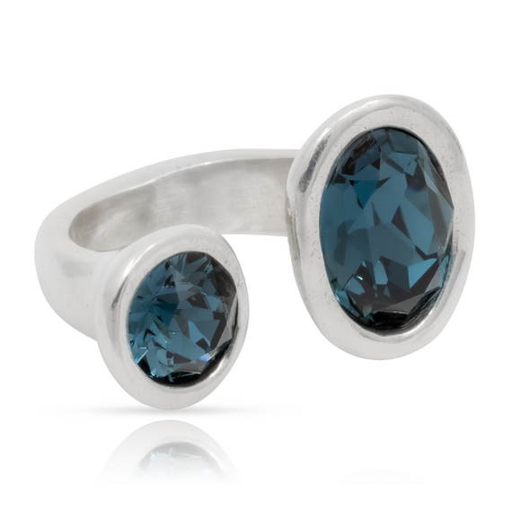 Серебряное кольцо открытое с кристаллами Cваровски UNOde50 Alulas, Размер (мм): 155, изображение 3