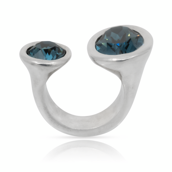 Серебряное кольцо открытое с кристаллами Cваровски UNOde50 Alulas, Размер (мм): 155, изображение 4