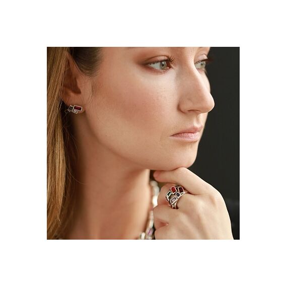 Серебряное кольцо женское с кристаллами Сваровски UNOde50 Pink Lady, Размер (мм): 16,3-16,7, изображение 2