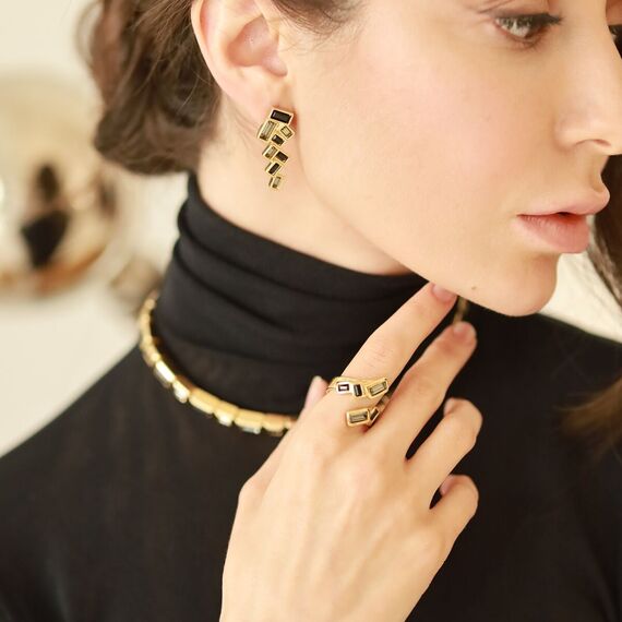 Золотое кольцо женское с кристаллами Сваровски UNOde50 Glitter by Glitter, Размер (мм): 16,3-16,7, изображение 3