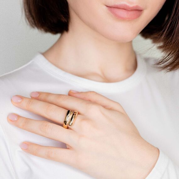 Золотое кольцо женское в виде двух заполненных трубок UNOde50 Crossed legs, Размер (мм): 19,1-19,5, изображение 3