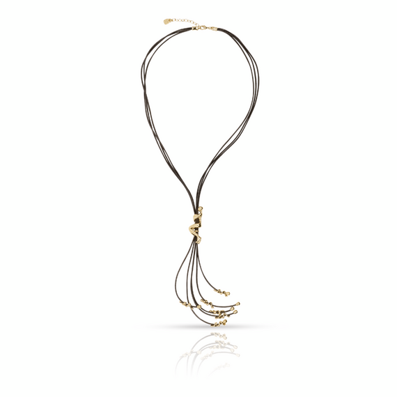 Золотое колье галстук женское с натуральной кожей Скалолаз UNOde50 Skalator