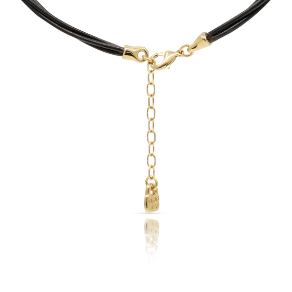 Золотое колье галстук женское с натуральной кожей Скалолаз UNOde50 Skalator, изображение 4