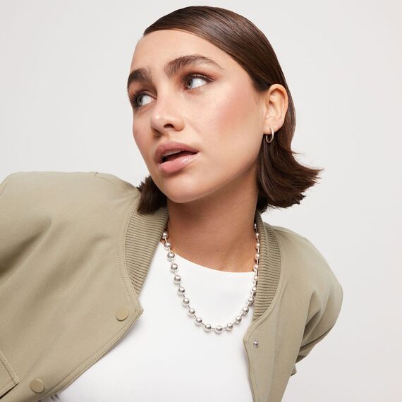 Серебряное колье из сферических бусин Снежинка UNOde50 Snowflake, изображение 6