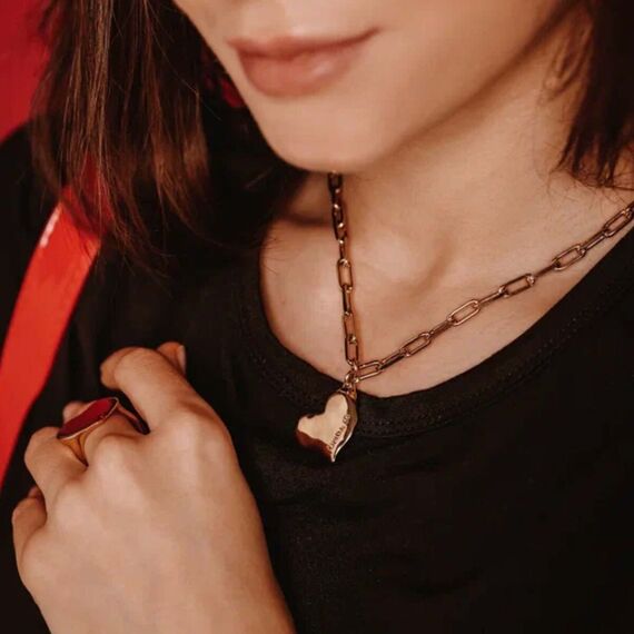 Золотое ожерелье женское В ритме сердца UNOde50 Heartbeat, изображение 3