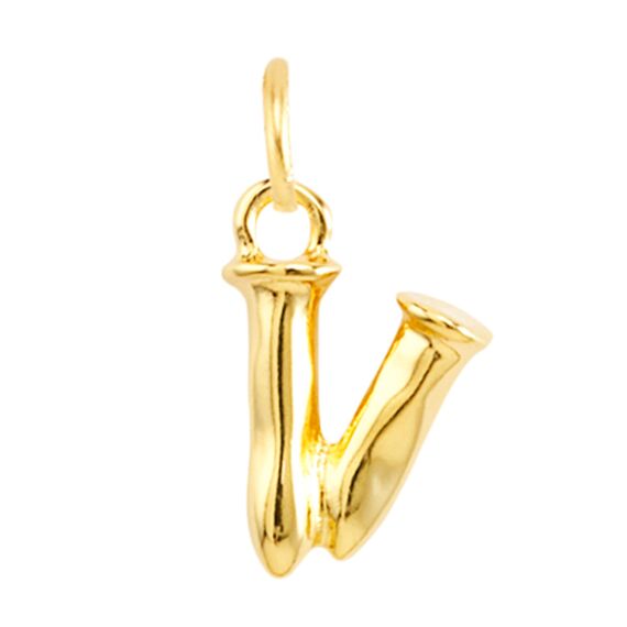 Золотая подвеска на цепочку Буква V малая UNOde50