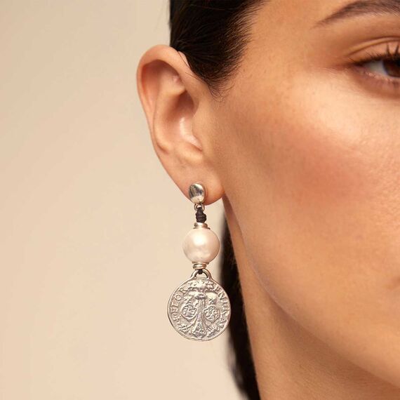 Серебряные серьги висячие с жемчугом Александрия UNOde50 Alexandria, изображение 5