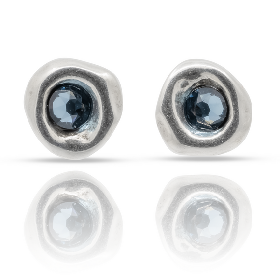 Cеребряные серьги с кристаллами Сваровски Крендель UNOde50 Ciambella Blu