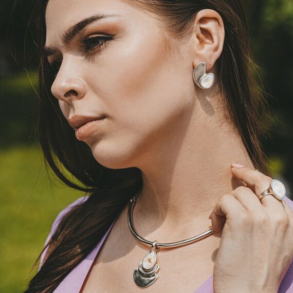 Серебряные серьги женские с кристаллами Сваровски UNOde50 Mrs Begum, изображение 7