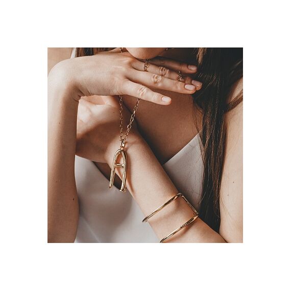 Золотая подвеска на цепочку Буква A большая UNOde50, изображение 4