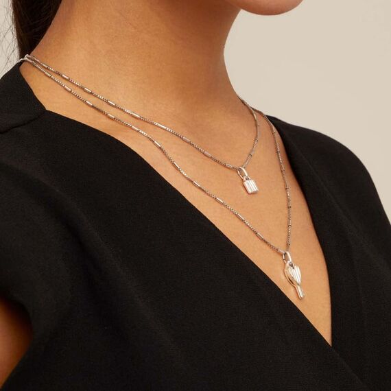 Многослойное ожерелье женское c серебром Ключ и замок UNOde50 Unlock, изображение 3