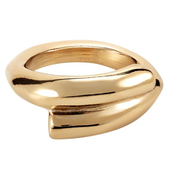 Золотое кольцо женское в виде двух заполненных трубок UNOde50 Crossed legs, Размер (мм): 17,3-17,7