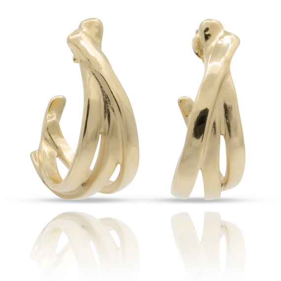 Золотые серьги женские крупные полукольца UNOde50, изображение 3