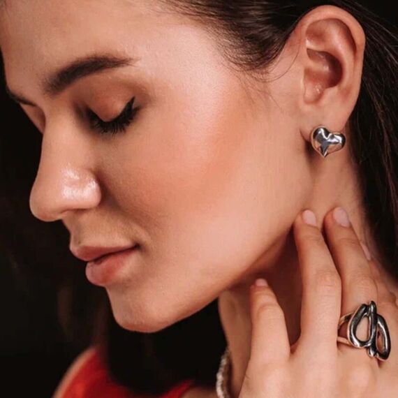 Серебряные серьги женские Сердце UNOde50 Heart, изображение 3