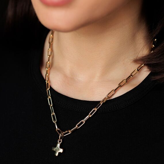 Золотая цепь c якорным плетением Короткая No.9 UNOde50 Chain, изображение 2