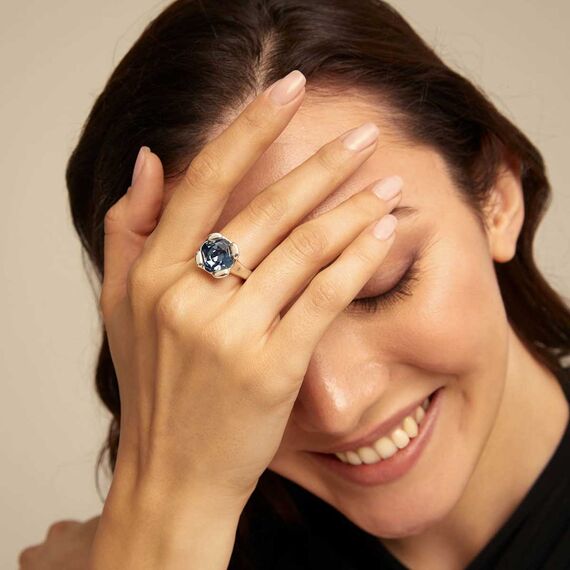 Серебряное кольцо женское с кристаллом Сваровски UNOde50 Rock n´blue, Размер (мм): 16,3-16,7, изображение 4