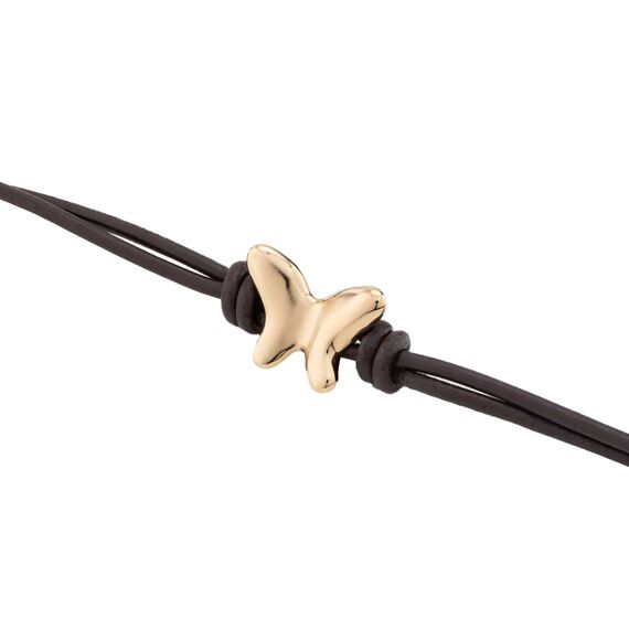 Кожаный браслет женский с золотом Бабочка UNOde50 Volare, изображение 3