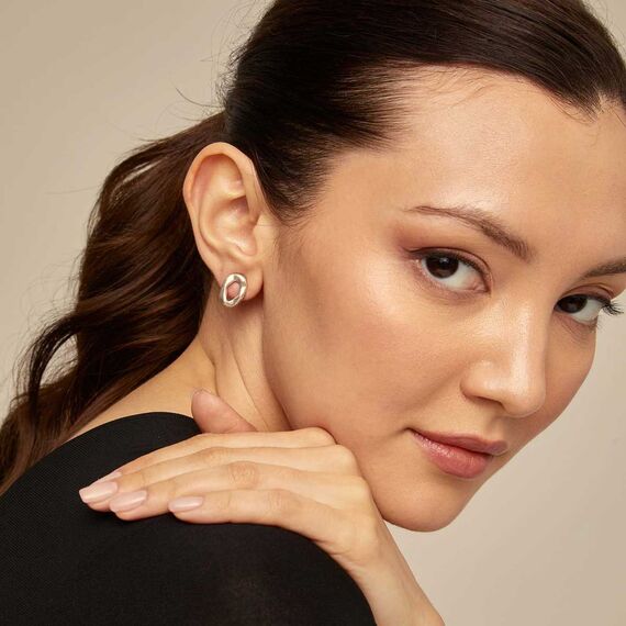 Серебряные серьги женские в виде крупного звена UNOde50 Joy of living, изображение 4