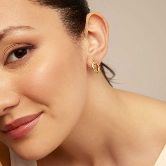 Золотые серьги женские в виде крупного звена UNOde50 Joy of living, изображение 3