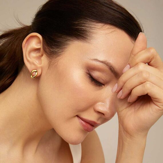 Золотые серьги женские в виде крупного звена UNOde50 Joy of living, изображение 4