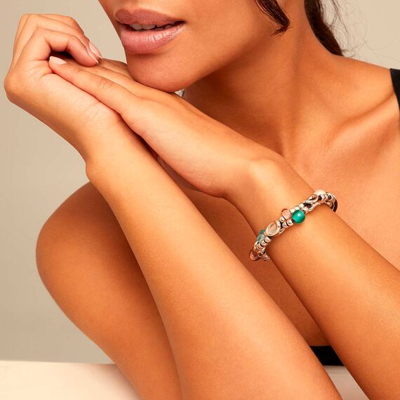 Кожаный браслет женский с серебряными элементами и бусинами UNOde50 Charming, изображение 4