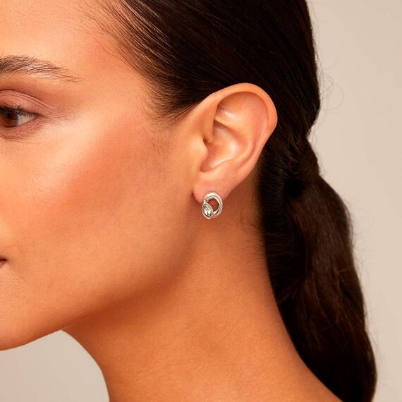 Серебряные серьги женские с кристаллами Сваровски UNOde50 Details, изображение 3