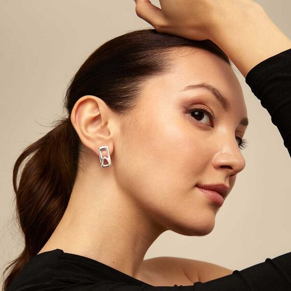 Серебряные серьги женские прямоугольные UNOde50 Stand out, изображение 3