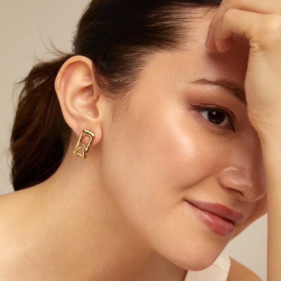 Золотые серьги женские прямоугольные UNOde50 Stand out, изображение 3
