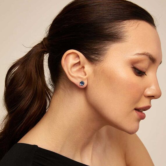 Серебряные серьги с кристаллом Сваровски UNOde50 Aura Blue, изображение 4