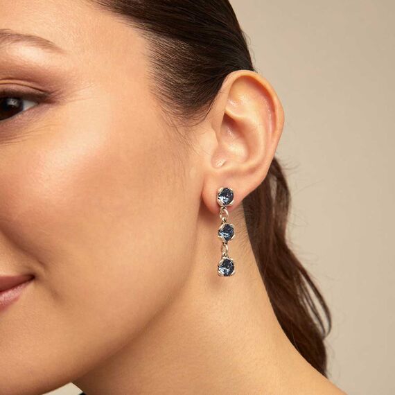 Серебряные серьги с кристаллами Сваровски UNOde50 Sublime Blue, изображение 4