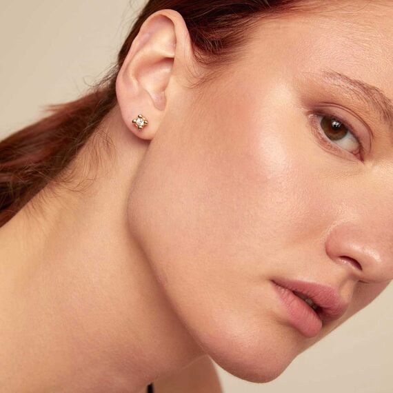 Золотые серьги женские с цирконием UNOde50 Cosmos, изображение 4