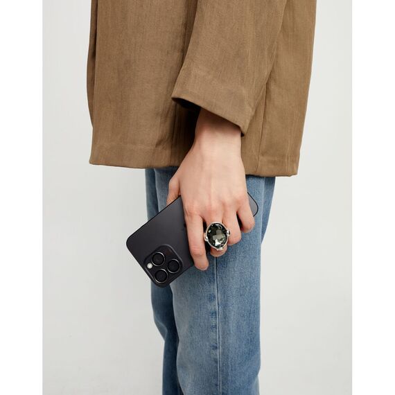 Серебряное кольцо женское с круглым серым кристаллом UNOde50, Размер (мм): 16,3-16,7, изображение 4