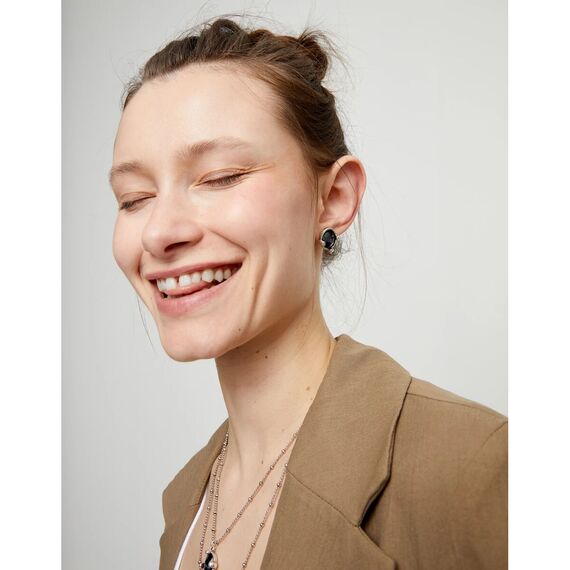 Серебряные серьги с черным кристаллом UNOde50, изображение 3