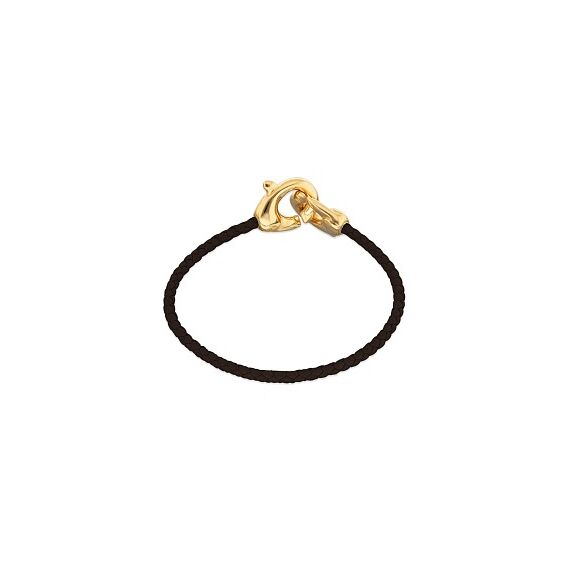 Кожаный коричневый браслет карабин с золотом UNOde50, изображение 2