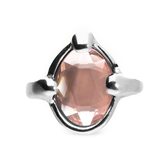 Серебряное кольцо женское с овальным розовым кристаллом UNOde50, Размер (мм): 16,3-16,7, изображение 2