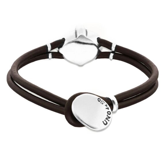 Кожаный браслет с серебром и зеленым кристаллом UNOde50, изображение 2