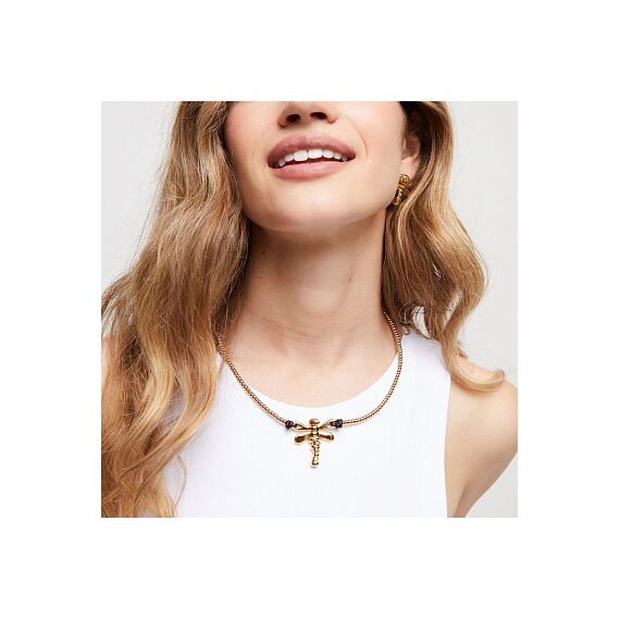 Золотое ожерелье женское с натуральной кожей Стрекоза UNOde50 Ser Rebelde, изображение 5