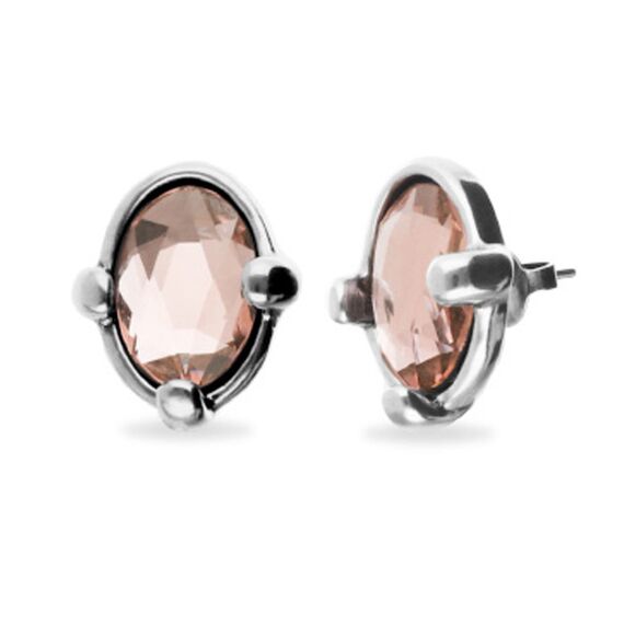 Серебряные серьги с розовым кристаллом UNOde50