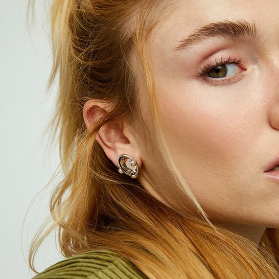 Серебряные серьги с розовым кристаллом UNOde50, изображение 3