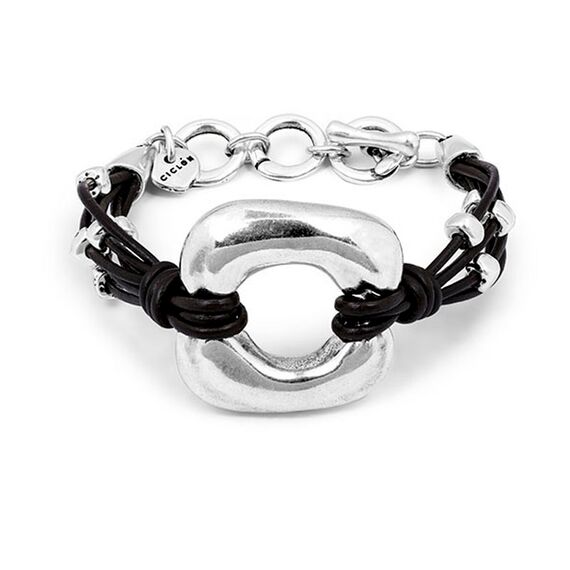 Кожаный браслет женский с серебряными вставками Ciclon Asir