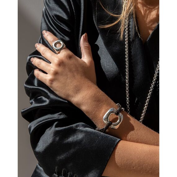 Кожаный браслет женский с серебряными вставками Ciclon Asir, изображение 3