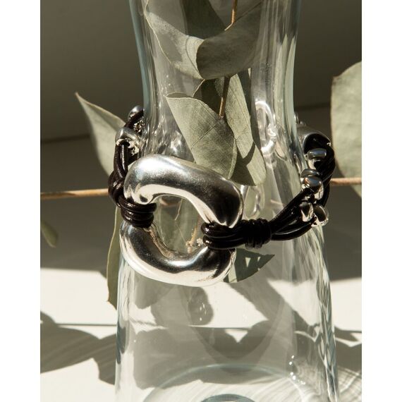 Кожаный браслет женский с серебряными вставками Ciclon Asir, изображение 4