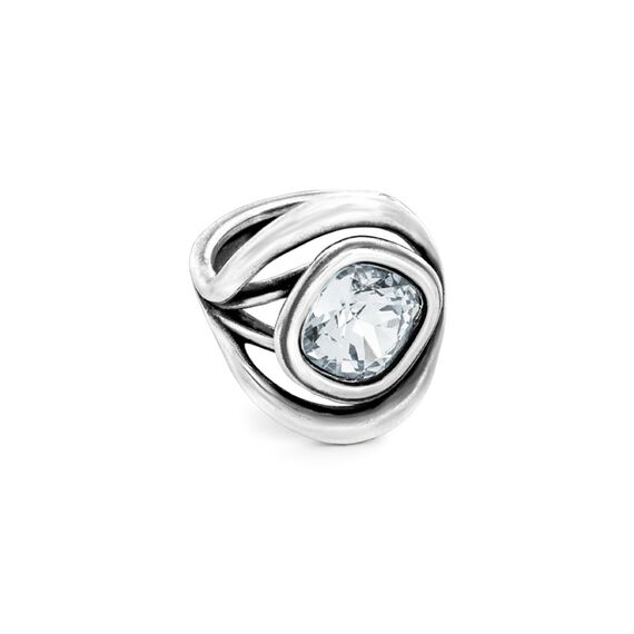 Серебряное кольцо женское с кристаллом Сваровски прозрачное Ciclon Emo Aura