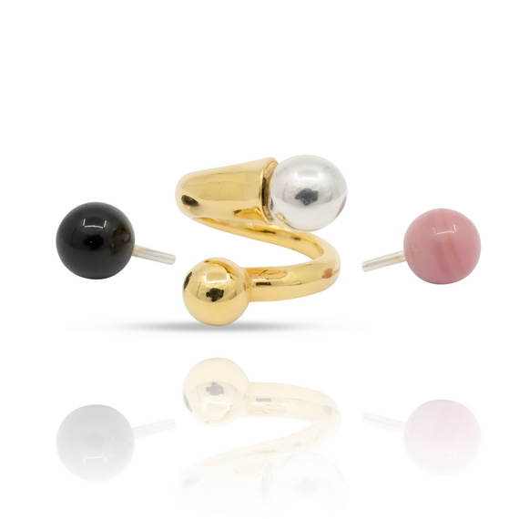 Золотое кольцо с муранским стеклом Ciclon Camaleonica, изображение 3