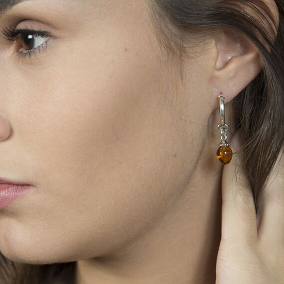 Серебряные серьги кольца с камнями бордовые Ciclon Azahara, изображение 5