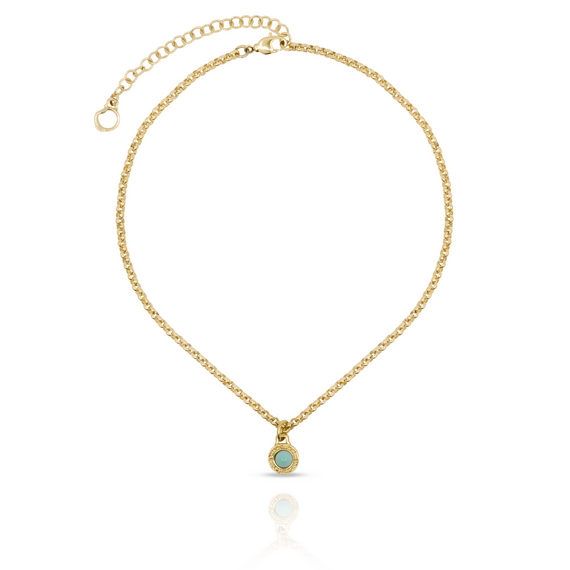 Золотое колье женское с подвеской бирюзовое Ciclon Aztec, Размер (мм): 400-470